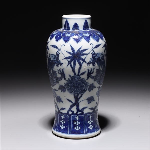 Appraisal: Chinese blue and white porcelain dragon vase with four-character Kangxi