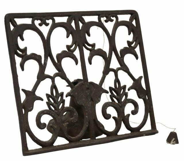 Appraisal: Cast iron book rest stand adjustable angle openwork back with