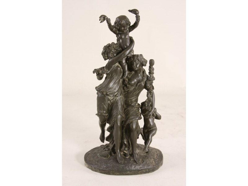 Appraisal: after Claud-Michel Clodion French - Bronze Bacchanalia patinated bronze figural