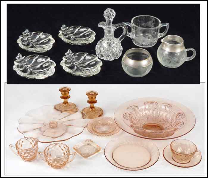 Appraisal: COLLECTION OF PINK DEPRESSION GLASS Comprised of dessert plates bread