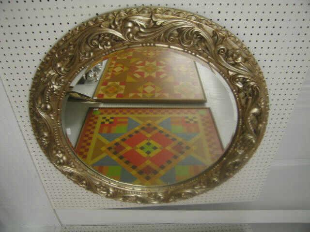 Appraisal: Ornate Round Mirror Beveled