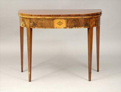 Appraisal: Federal-Style Rosewood Crossbanded and Inlaid Mahogany Card Table x x