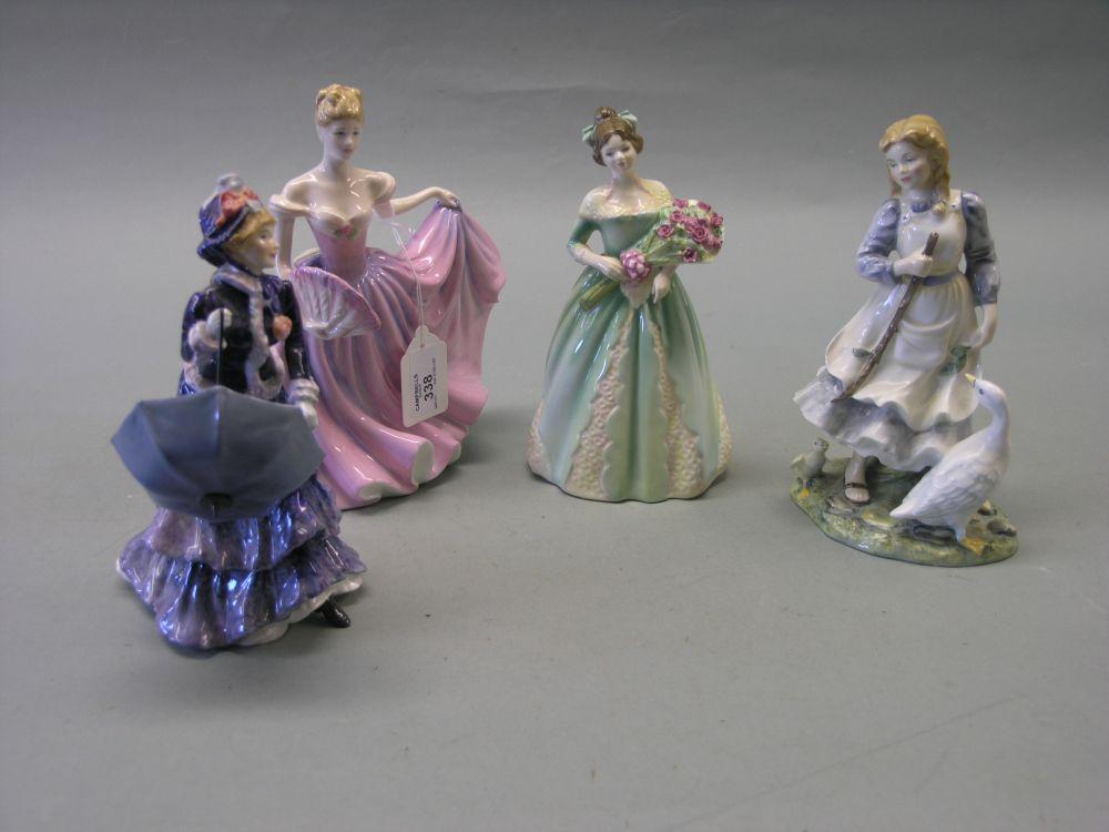 Appraisal: Four Royal Doulton figures Les Parapluies HN The Goose Girl