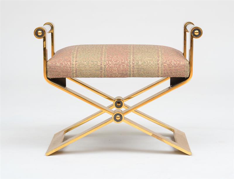 Appraisal: CARL SRINGER ATTRIBUTION BENCH Brass lucite and upholstery x x