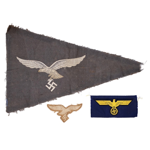 Appraisal: Germany Third Reich Luftwaffe officer's vehicle pennant losses and two