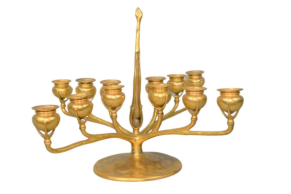 Appraisal: Tiffany Studios Twelve Light Candelabrum gilt bronze circa marked Tiffany