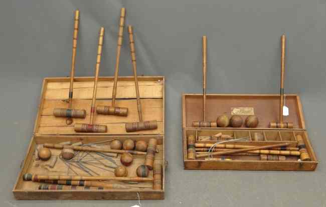 Appraisal: Lot two early boxed croquet sets Provenance Myron Goldfinger Collection