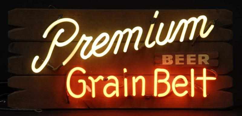 Appraisal: Grain Belt Plank Neon Sign Description s Minneapolis Brewing Minneapolis