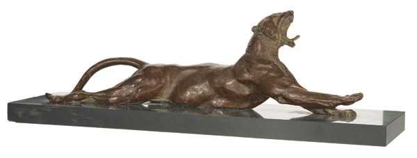 Appraisal: HUNTINGTON ANNA HYATT American - ''Yawning Tiger'' bronze with brown