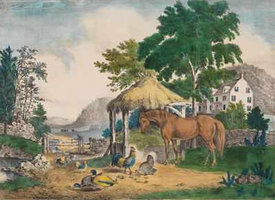 Appraisal: A Currier Ives Lithograph ca A Glimpse of the Homestead