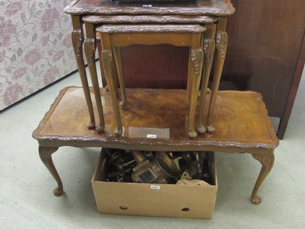 Appraisal: Walnut nest of tables with a matching coffee table