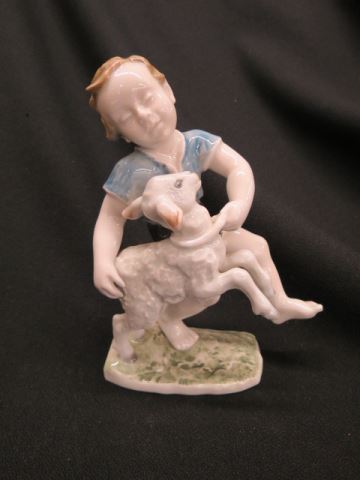 Appraisal: Rosenthal Porcelain Figurine of Boy with Lamb excellent