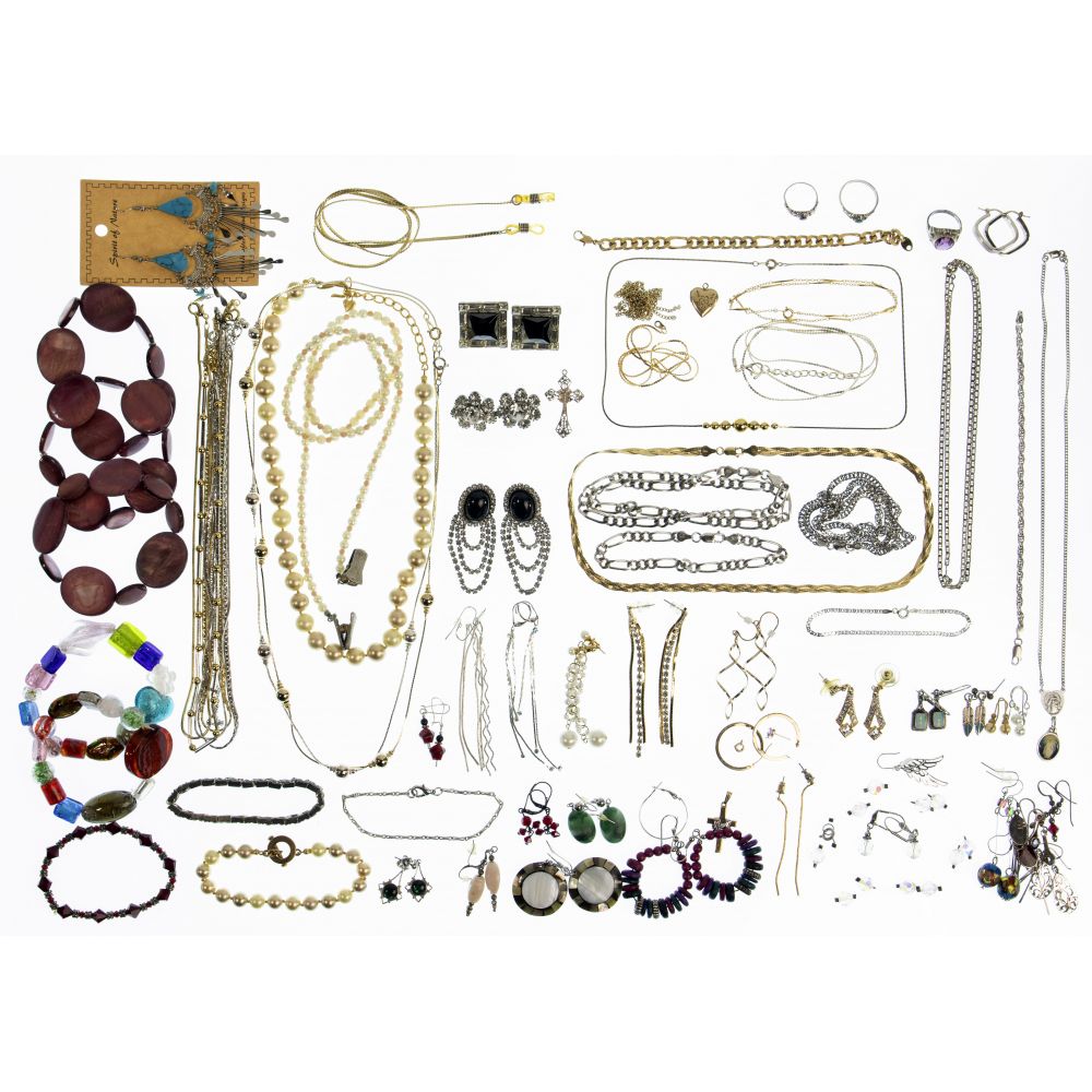 Appraisal: GOLD SILVER AND COSTUME JEWELRY ASSORTMENTIncluding gold earrings sterling silver