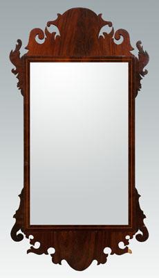 Appraisal: Chippendale mahogany looking glass arched crest and scrolled ears line