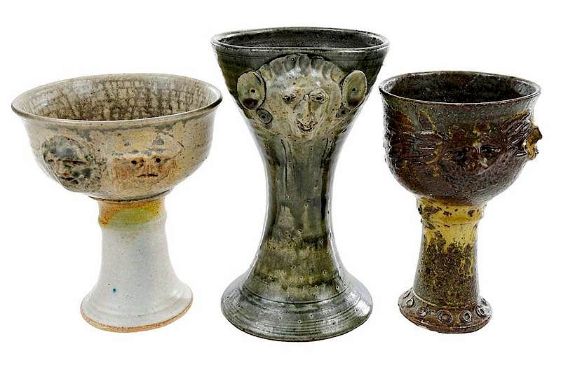 Appraisal: Tom Suomalainen Minnesota North Carolina born three glazed stoneware chalices