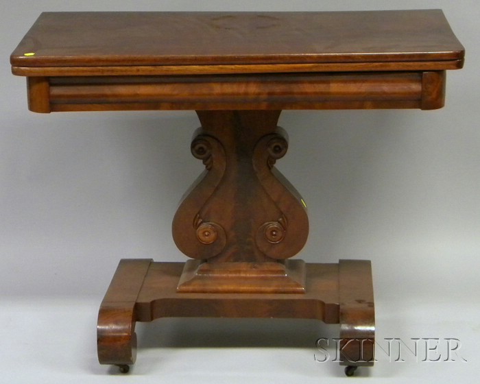 Appraisal: Empire Mahogany and Mahogany Veneer Lyre-base Card Table