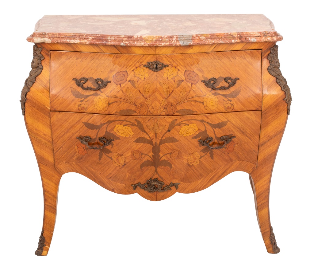 Appraisal: FRENCH LOUIS XV STYLE MARQUETRY COMMODE DRESSER French Louis XV