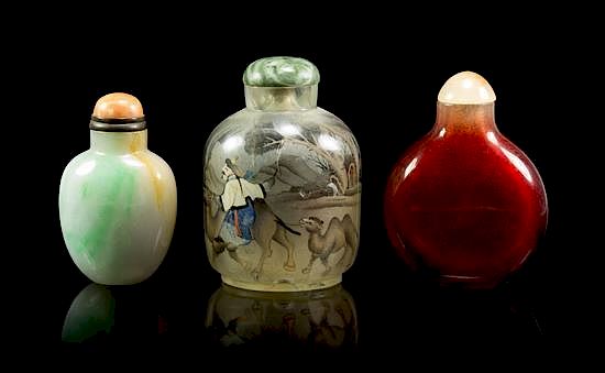 Appraisal: Three Snuff Bottles Height of first x width inches Three