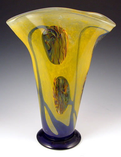 Appraisal: HORIA PUSCARIU SIGNED ART GLASS VASE Hand blown with yellow