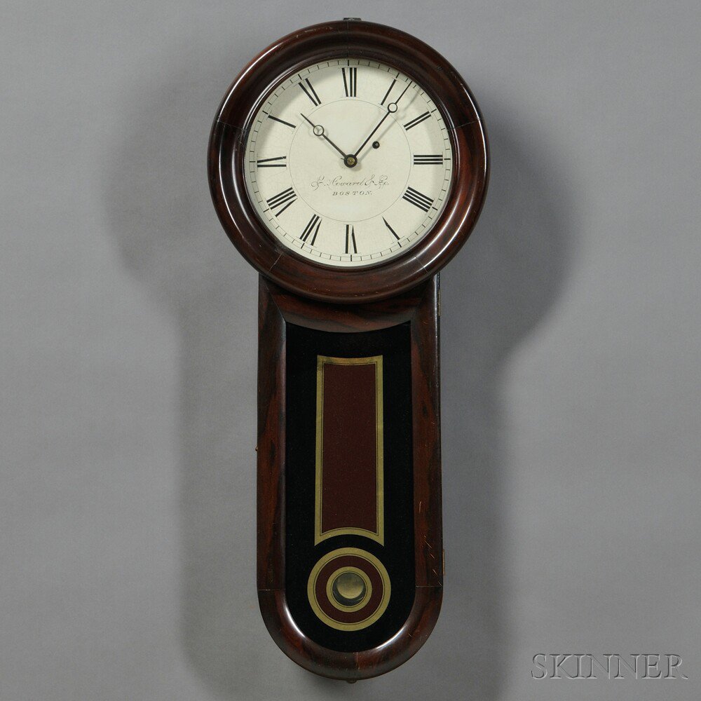 Appraisal: E Howard No Keyhole Regulator Boston c with rosewood-grain-painted cherry