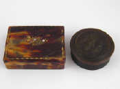 Appraisal: A rectangular tortoiseshell box with yellow and white metal pique