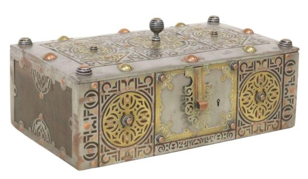 Appraisal: TUAREG MAURITANIAN METAL-MOUNTED WOOD CHESTTuareg wood chest coffer Mauritania applied