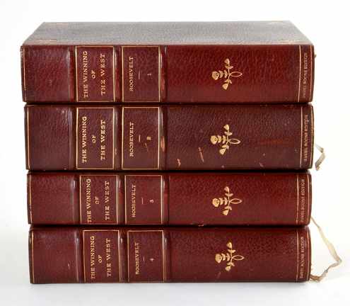 Appraisal: Rare leatherbound books Roosevelt's The Winning of the West Roosevelt