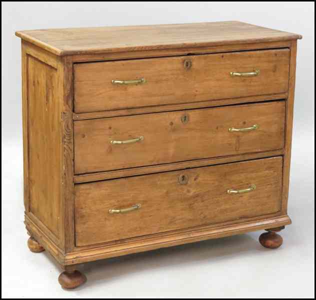 Appraisal: PINE THREE DRAWER CHEST H '' W '' D ''