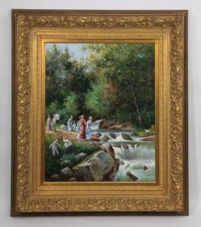 Appraisal: O c of th c outdoor family scene h th