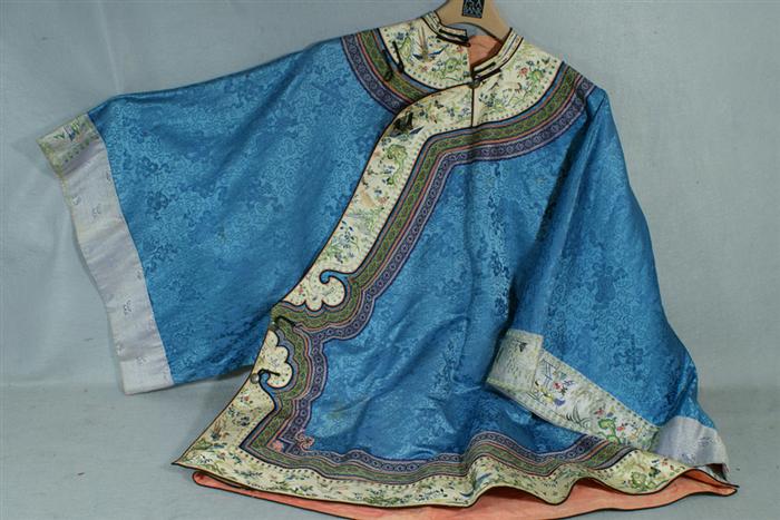 Appraisal: Chinese embroidered Mandarin jacket slight wear c Estimate -