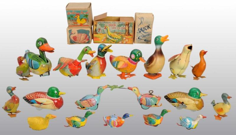 Appraisal: Lot of Tin Litho Duck Goose Toys Description Japanese Working