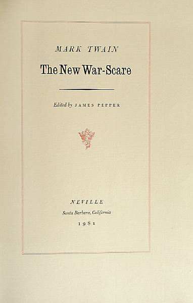 Appraisal: Literature The New War-Scare Santa Barbara Neville vo Original brown