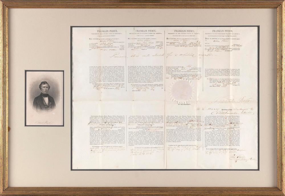 Appraisal: PORT OF ENTRY DOCUMENT FOR A WHALING VOYAGE DATED FRAMED