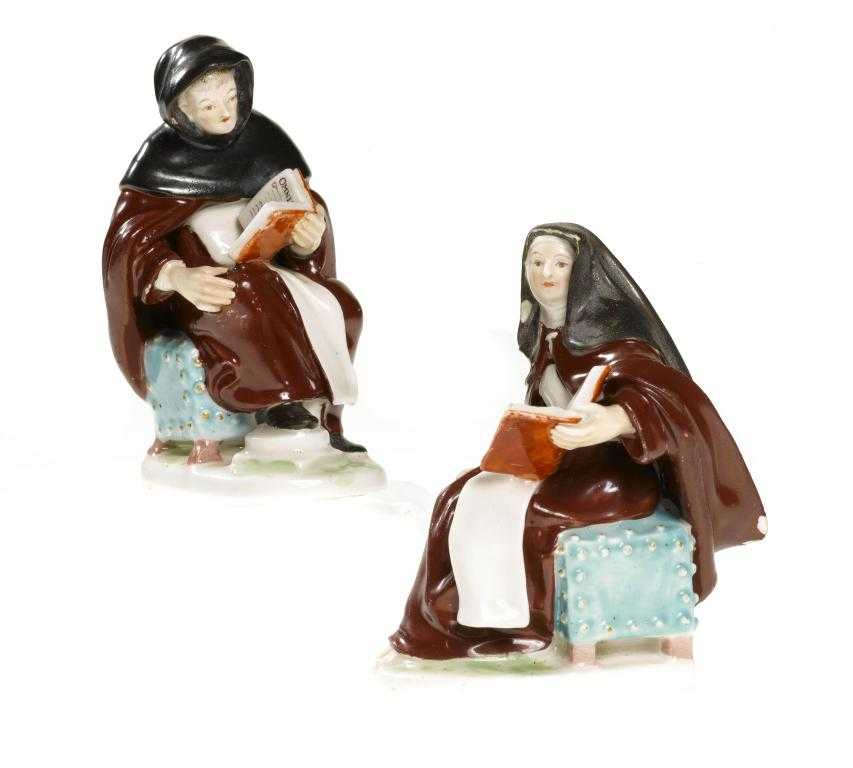 Appraisal: A PAIR OF DERBY FIGURES OF A MONK AND A