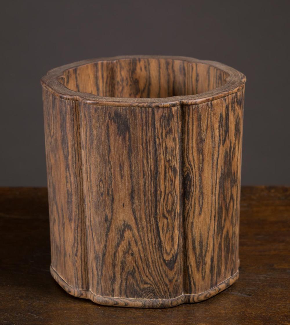 Appraisal: CHINESE HARDWOOD BRUSH POT hexagonal with fluted sides Dimensions H