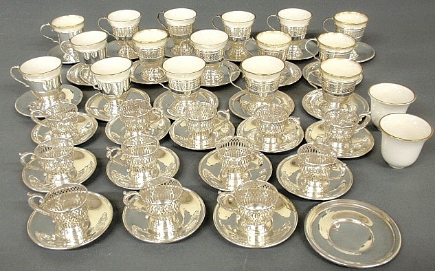 Appraisal: - Group of sterling silver demitasse cups saucers some with