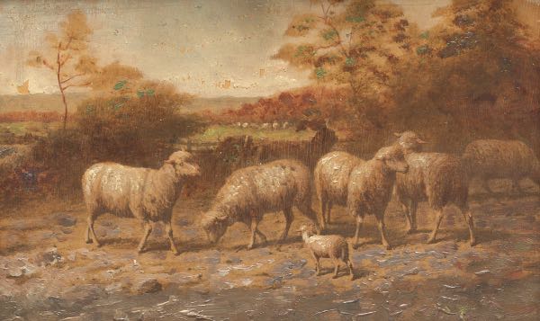 Appraisal: Continental School th th century x Sheep in a Landscape