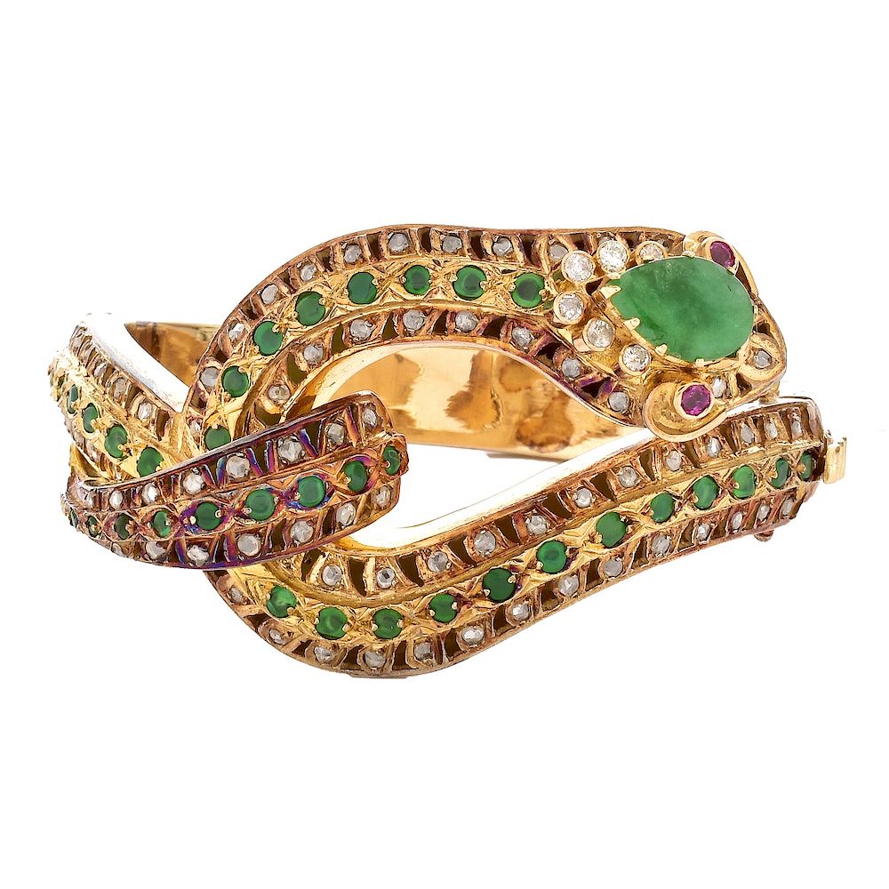 Appraisal: Vintage Emerald Diamond and K Bracelet Vintage Emerald Diamond and