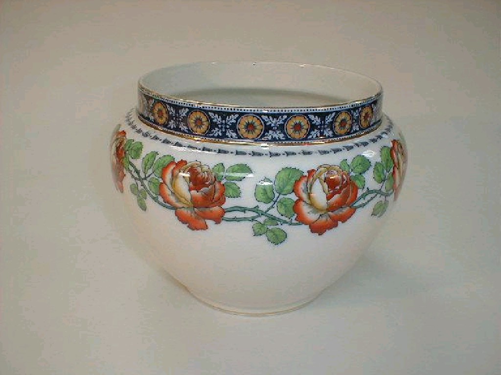 Appraisal: A Losolware pottery jardiniere transfer printed with roses diameter