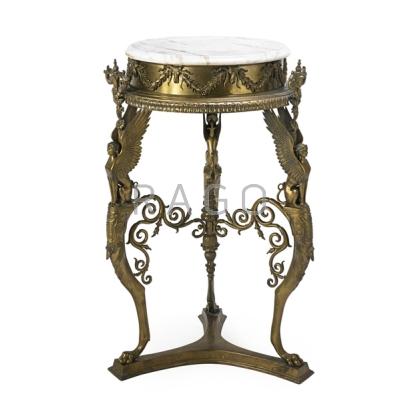 Appraisal: NEOCLASSICAL MARBLE TOP TABLE Brass base with griffins ca x