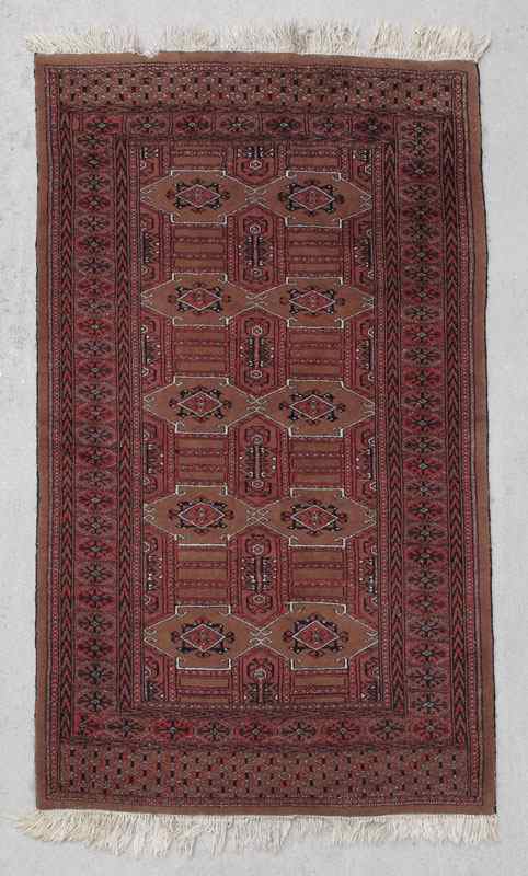 Appraisal: MODERN PAK BOKHARA HAND KNOTTED WOOL RUG ' '' x