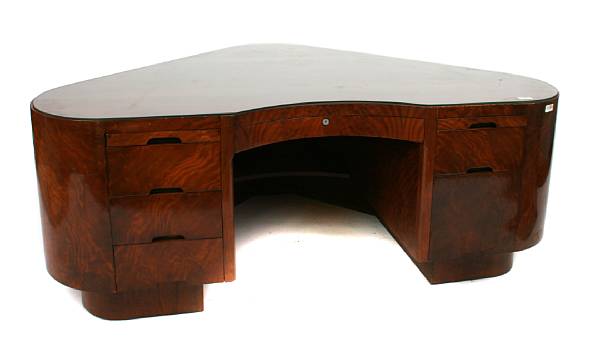 Appraisal: An American Art Deco mahogany desk height in width ft