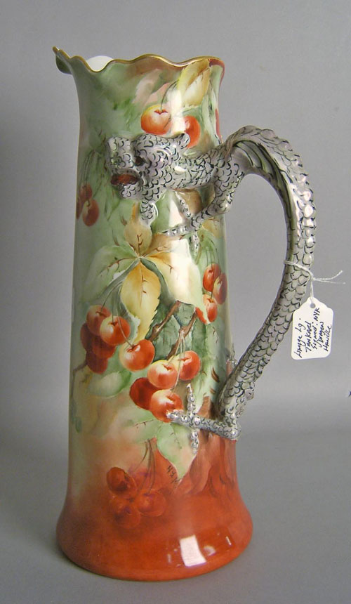 Appraisal: Limoges pitcher with dragon handle h