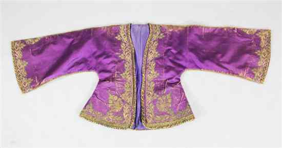 Appraisal: A th century Ottoman metal thread purple silk robe in