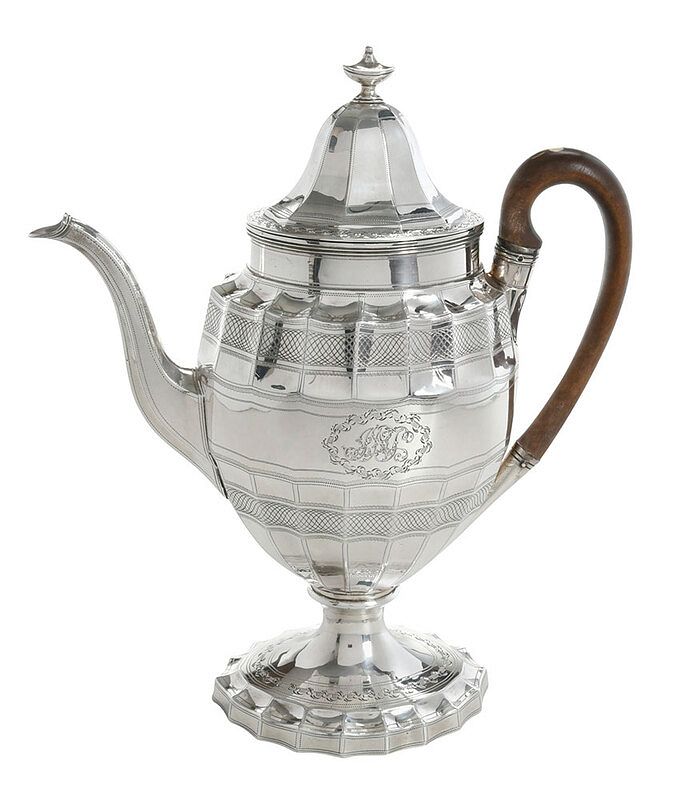 Appraisal: George III English Silver Pot London oval paneled body engraved