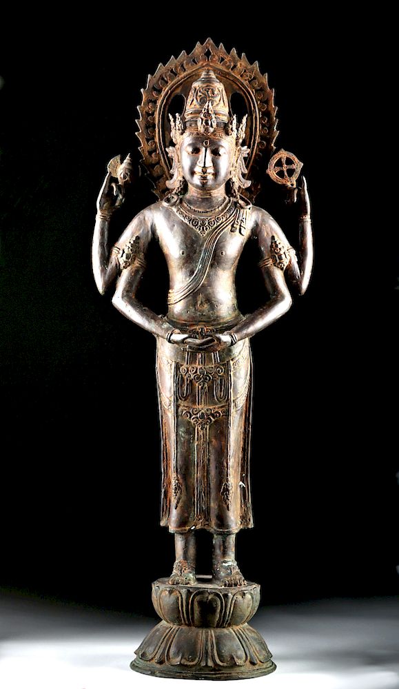 Appraisal: th C Tibetan Large Bronze Standing Shiva Central Asia Tibet