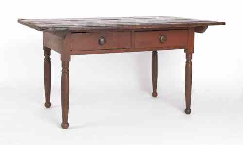 Appraisal: Pennsylvania painted pine farm table ca retaining an old red