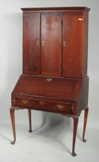 Appraisal: Queen Anne Cherry Secretary Desk on Frame Queen Anne cherry