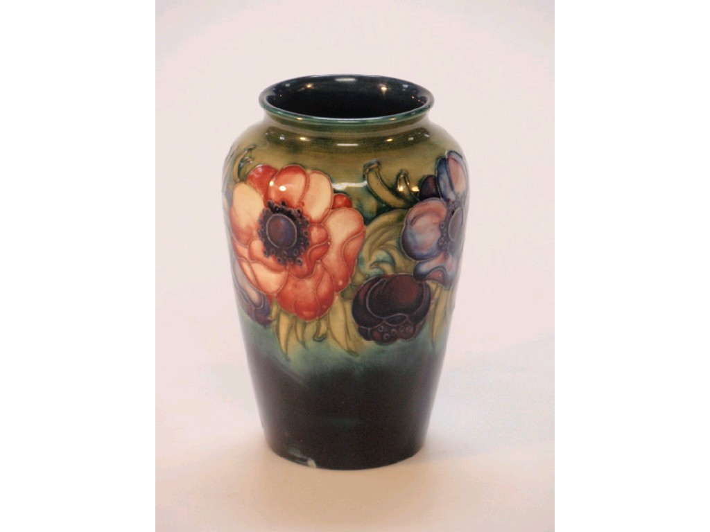 Appraisal: A Moorcroft baluster vase in anemone pattern cm high base