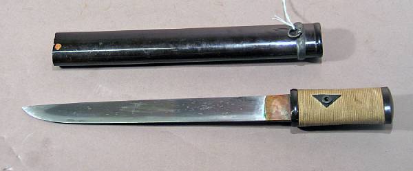 Appraisal: A Japanese tanto th century Straight inch single edged blade